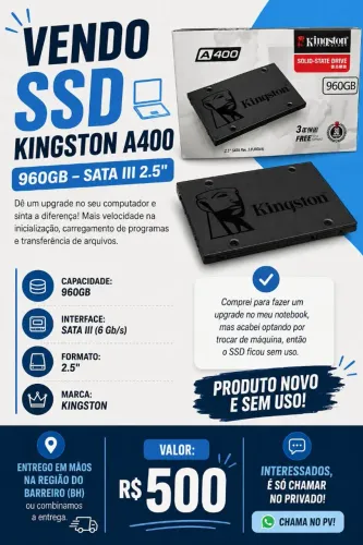 SSD Kingston A400, 960GB, SATA III, 2.5