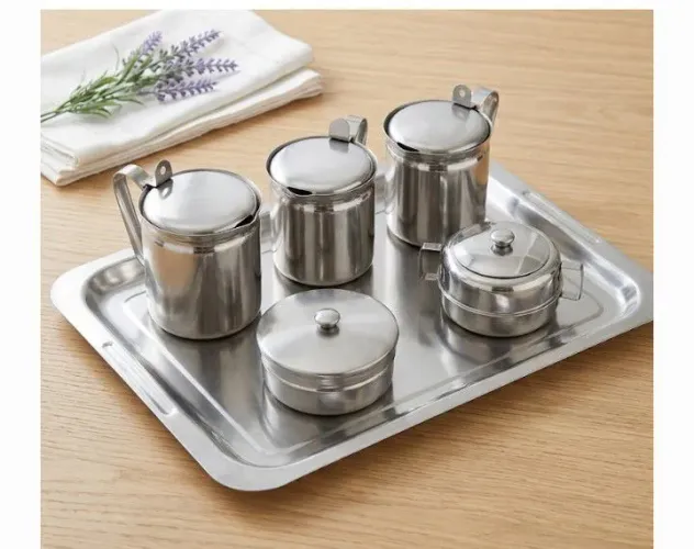 Conjunto de chá e café em inox nunca foi usado.