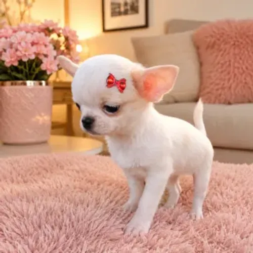 Chihuahua Mini - Fêmea Branca pelo curto