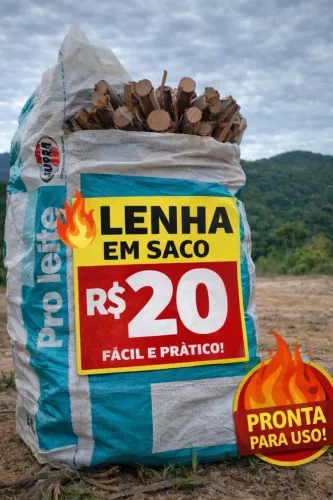 Lenha de eucalipto seca em saco