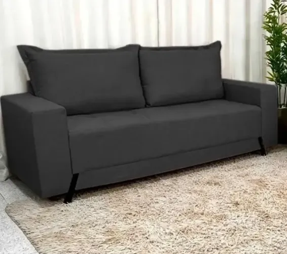 SOFÁ LIVING ASTRA 198CM 3 LUGARES EM VELUDO COM ALMOFADAS SOLTAS