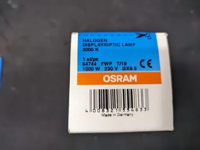 Lâmpada Halógena p/ projetor OSRAM 64744 1000W 230V GX9.5 3000k T/19 made in germany