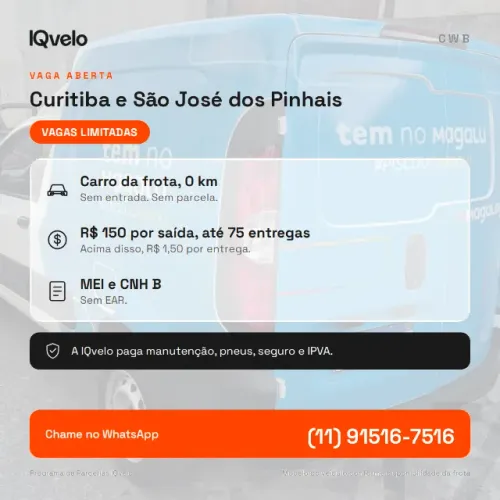 Vaga motorista MEI entregas Magalog, carro da frota - Curitiba