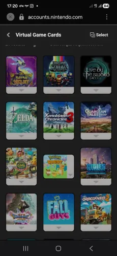 Conta da Nintendo com jogos do switch