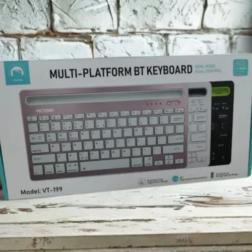 Lacrado Teclado Bluetooth Sem Fio Keyboard Recarregável VT199
