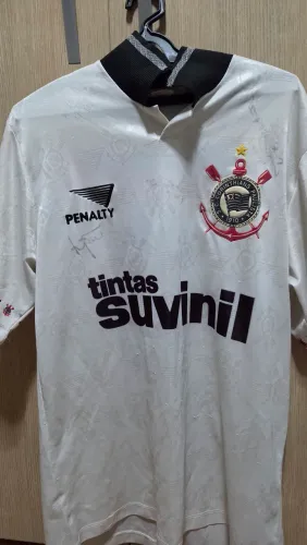 Camisa Corinthians Suvinil Penalty Autografada 1995