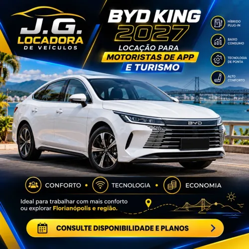 Aluguel de BYD King 2027 em Florianópolis | Executivo, Híbrido e Sofisticado