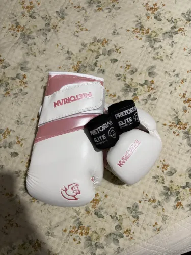 Luva de Muay Thai Pretorian Elite 10oz - Branco/Rosa