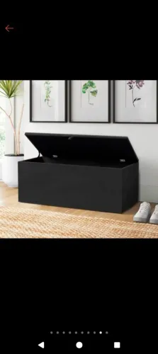 Baú Grande Retangular em Veludo 90x40x44cm - Preto