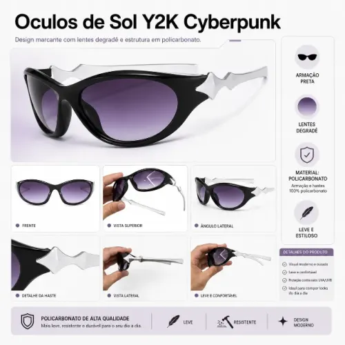 Desapego de Estoque - Óculos de sol Cyberpunk Y2k