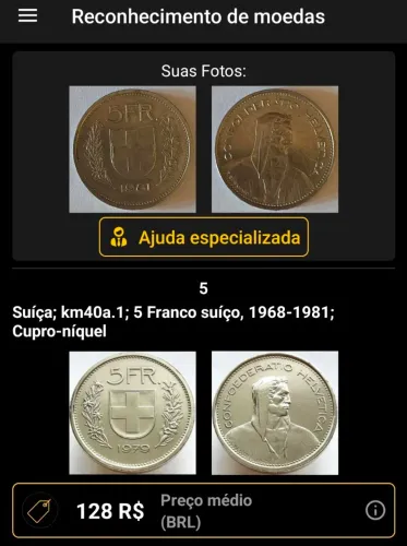 Moeda antiga Franco suíço de 1981