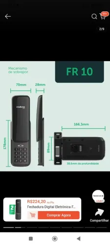 Fechadura eletrônica FR10 intelbras