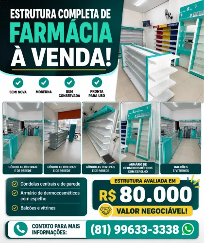 Estrutura Completa para Farmácia em Caruaru | Semi Nova | Pronta para Uso
