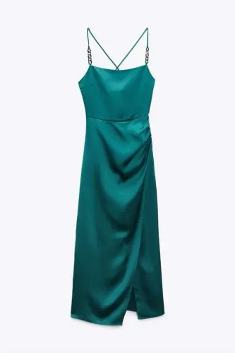 Vestido de festa verde Zara