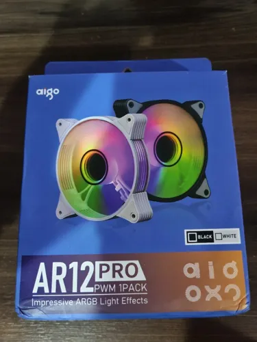 Kit 3 Fans Aigo AR12 Pro ARGB Preto - 4 Pinos PWM (Novo)