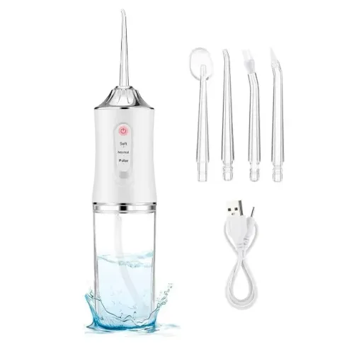 Irrigador Oral Elétrico Portátil com 4 Bicos [Branco]