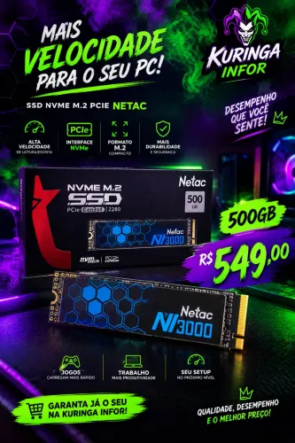 SSD NVME M.2 PCIe NETAC 500gb