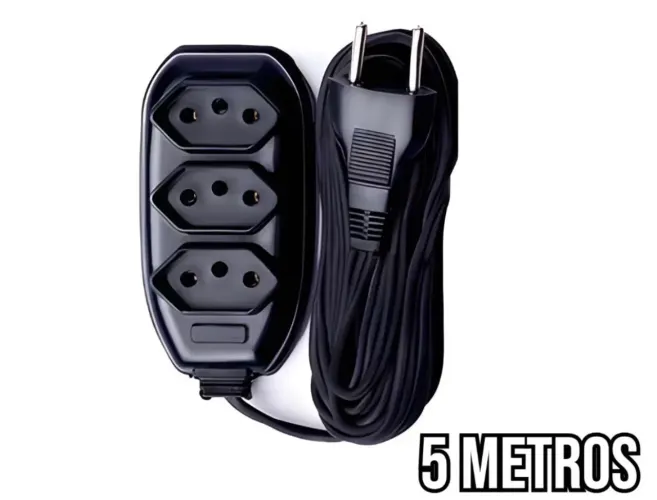 Extensão Elétrica 5 Metros | 3 Tomadas 3 Pinos | Nova