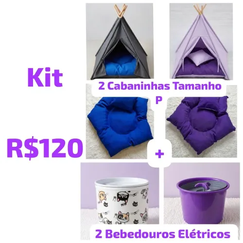 Kit Completo PET - Pequeno porte (2 Cabaninhas + 2 Bebedouros Elétricos)