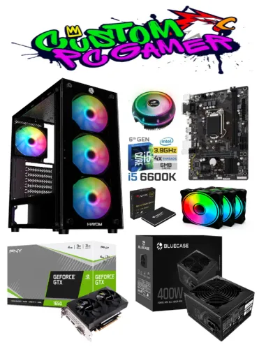 Cpu Gamer i5 6600K + 16Gb de Ram Ddr4 + Gtx 1650 04Gb Gddr6 na caixa com Garantia.
