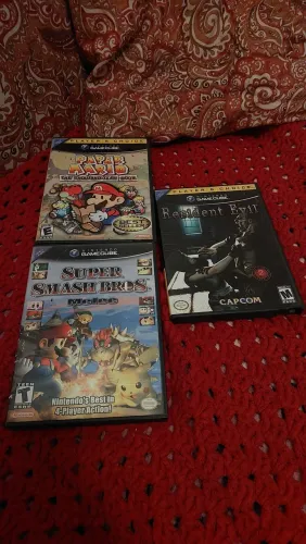 Combo 3 Jogos de Nintendo Gamecube (Paper Mario, Super Smash Bros Melee e Resident Evil)