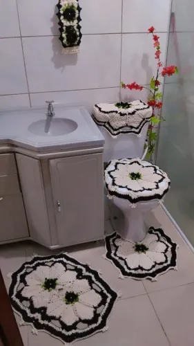 Joguinho 4 peças em barbante para banheiro 