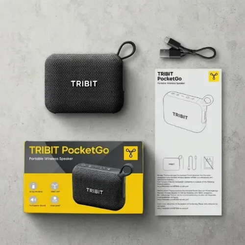 Caixa de Som Tribit PocketGo Bluetooth à Prova D'água com Microfone - Portátil para Festa