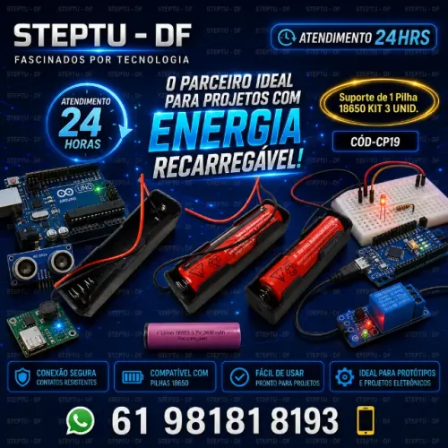 Suportes 18650 de 1 Pilha KIT 3 Unid.Arduino Automação Robotica COD-CP19