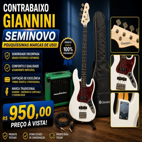 Contrabaixo Giannini Seminovo + Amplificador + Capa R$950