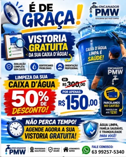 Limpeza de cx de água com 50% off
