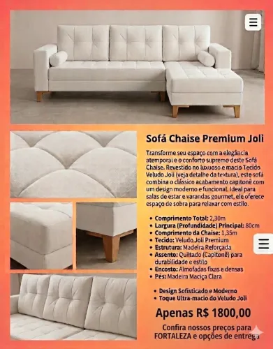 Sofá Chaise Premium Joli