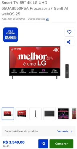 Smart tv LG 65 4k lacrada modelo novo