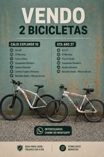 Bicicleta Caloi Explorer 10 com aro 29 e uma GTA aro 27
