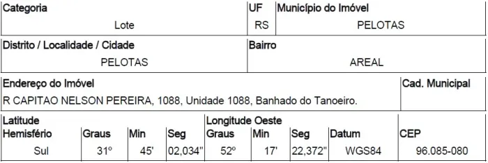 Excelente custo-benefício Terreno no Areal, Pelotas - RS, Nº 1088 | Venda Direta Online