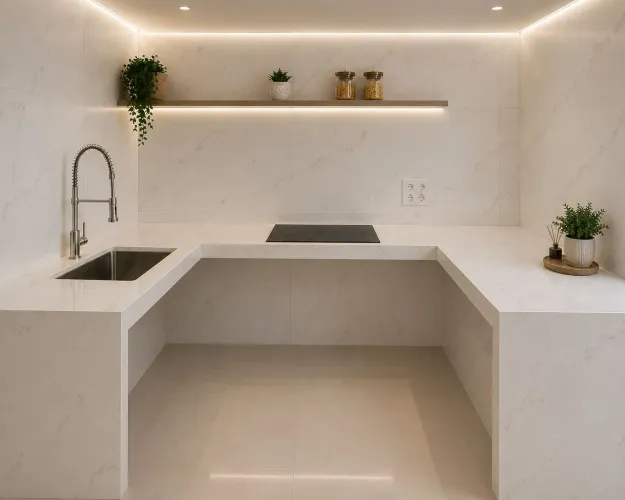 Pia de cozinha em porcelanato