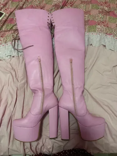 Bota cano longo Rosa