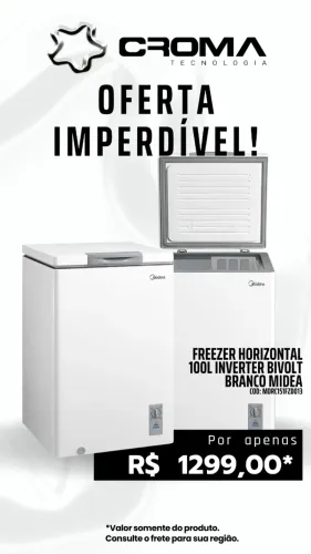 PROMOÇÃO - Freezer Horizontal 100l Inverter Bivolt Branco Midea Branco