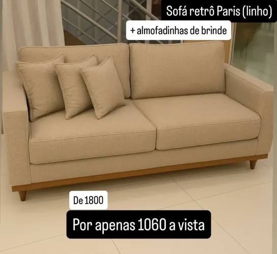 Sofá no linho retrô FRETE GRÁTIS (pague na entrega)
