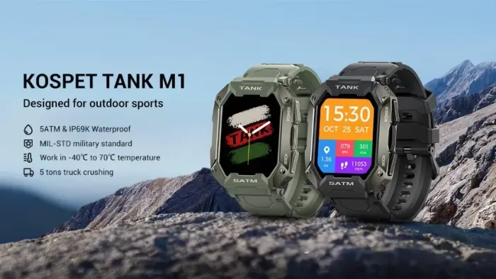 smartwatch - kospet tank m1 + pulseira de silicone extra.