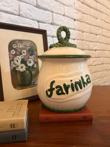 Pote de Farinha em Cerâmica Vintage - Estilo Farmhouse