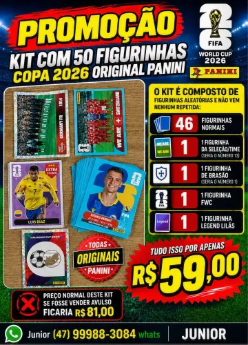 Vendo kit com 50 figurinhas aleatórias Copa 2026