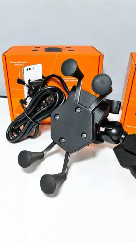 Suporte de celular para moto com carregador