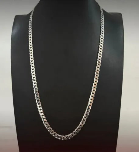 Corrente masculina de prata 925 legítima Grumet 70cm 7mm
