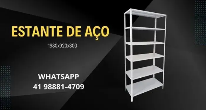 Estante de aço com 6 prateleiras 198x92x30