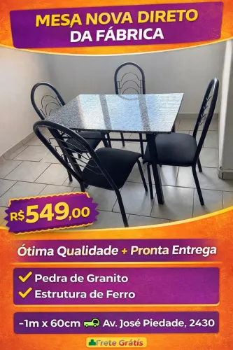 MESA COM 4 CADEIRAS - DIRETO DA FÁBRICA 