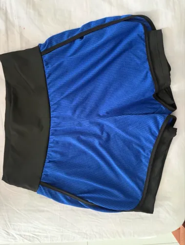 Short Esportivo Dupla Camada Azul e Preto-  M/P