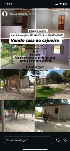 CASA C/ TERRENO GRANDE NO CAJUEIRO/ARACATI-CE