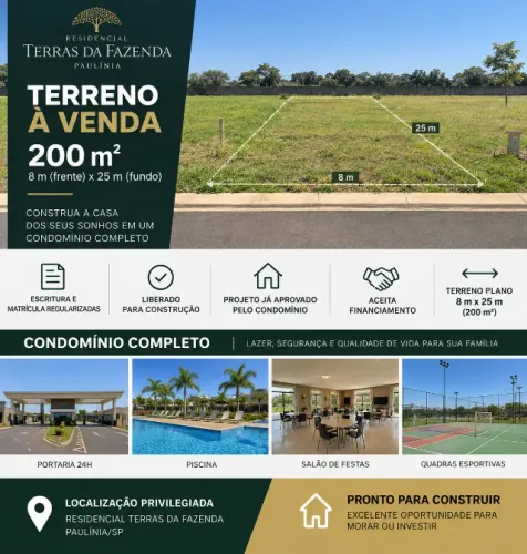 Terreno Terras da Fazenda Paulínia