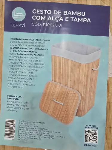 Cesto de bambu 70 litros