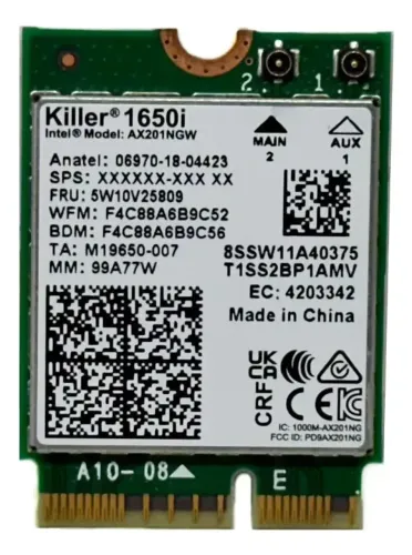 Placa Rede Wireless Gamer M2 Killer 1650i Ax201ngw 5.0 Avaliação 5.0 de 5. 2 opiniõ